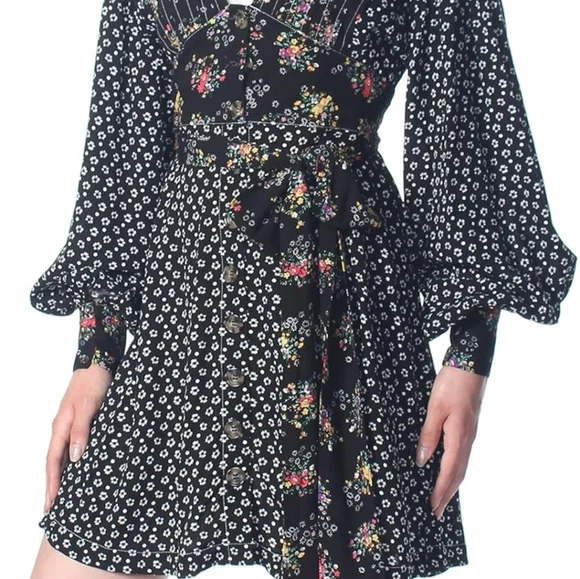 Free People Womens Wonderland Printed A-Line Mini Dress Size M - Picture 4 of 15